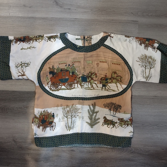 Vintage Western Horse Print Blouse: 80s Novelty Boxy Top - Picture 2 of 8